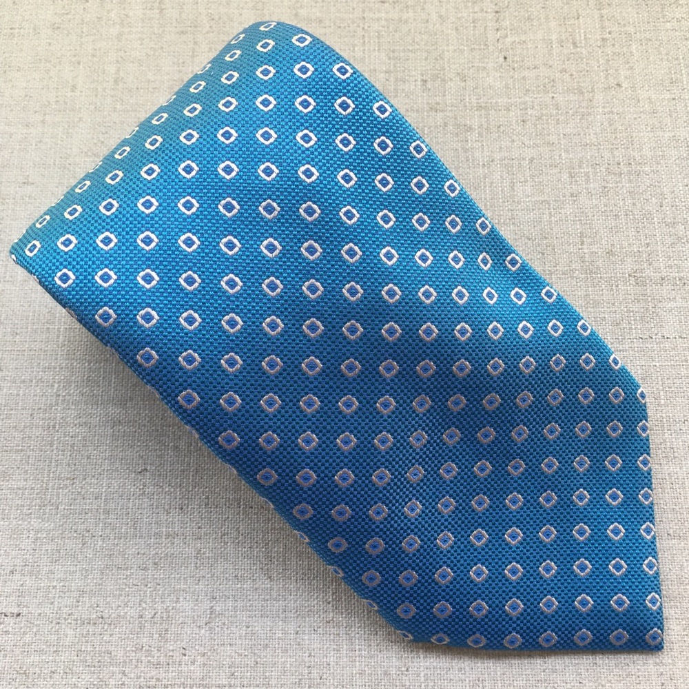 Redford Blue Geometric Pattern Classic Silk Tie